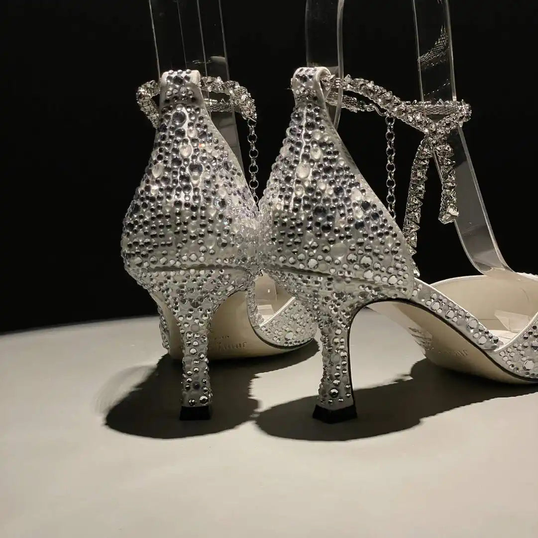 Jimmy Choo SAEDA100ZPJ Gold Satin Pumps with Crystals JC90008