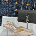 Jimmy Choo SAEDA100ZPJ Gold Satin Pumps with Crystals JC90009