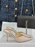 Jimmy Choo SAEDA100ZPJ Gold Satin Pumps with Crystals JC90009