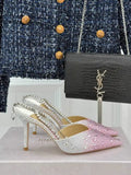Jimmy Choo SAEDA100ZPJ Gold Satin Pumps with Crystals JC90010