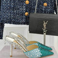 Jimmy Choo SAEDA100ZPJ Gold Satin Pumps with Crystals JC90011