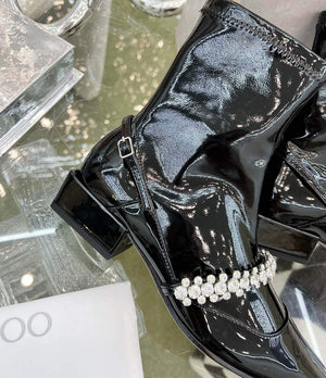 Jimmy Choo Women's Shoes Crystal-embellished Boot 10003 Black - 35 - View 7