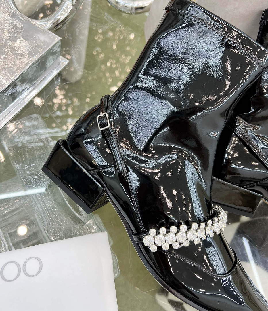 Jimmy Choo Women's Shoes Crystal-embellished Boot 10003 Black