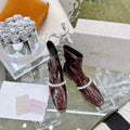 Jimmy Choo Women's Shoes Crystal-embellished Boot 10004 Wine red - 35 - View 1