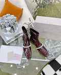 Jimmy Choo Women's Shoes Crystal-embellished Boot 10004 Wine red