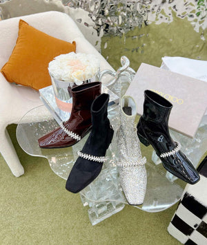 Jimmy Choo Women's Shoes Crystal-embellished Boot 10006 Black - 35 - View 8