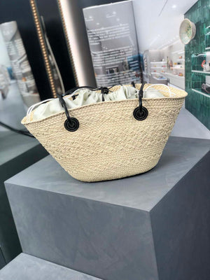 Loewe 169470054 LOEWE x Paula's Ibiza Anagram Small Basket Bag in Iraca Palm with Leather Handles Black - Default Title - View 4