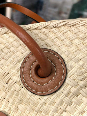 Loewe 169470054 LOEWE x Paula's Ibiza Anagram Small Basket Bag in Iraca Palm with Leather Handles Tan - Default Title - View 8
