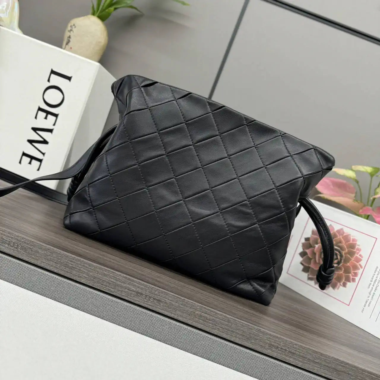 Loewe 262487 Medium Flamenco clutch in nappa calfskin A411FC1XBF Black