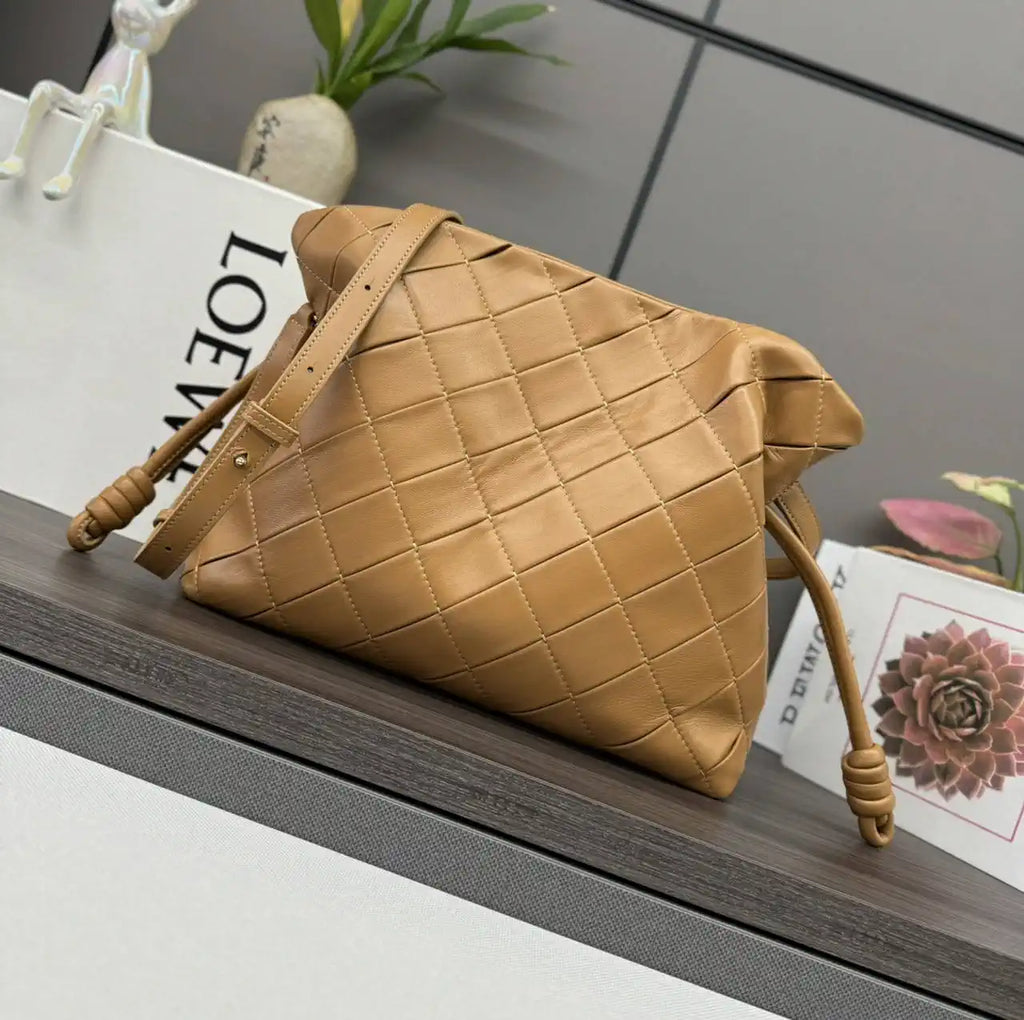 Loewe 262487 Medium Flamenco clutch in nappa calfskin A411FC1XBF Brown