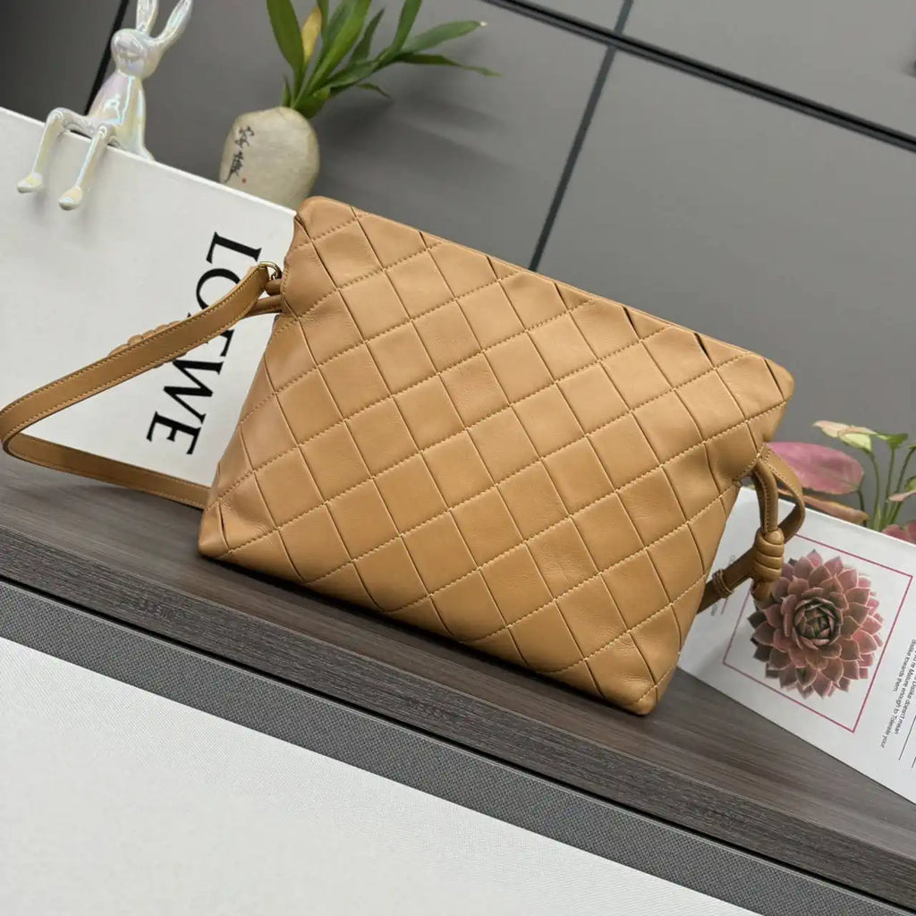 Loewe 262487 Medium Flamenco clutch in nappa calfskin A411FC1XBF Brown