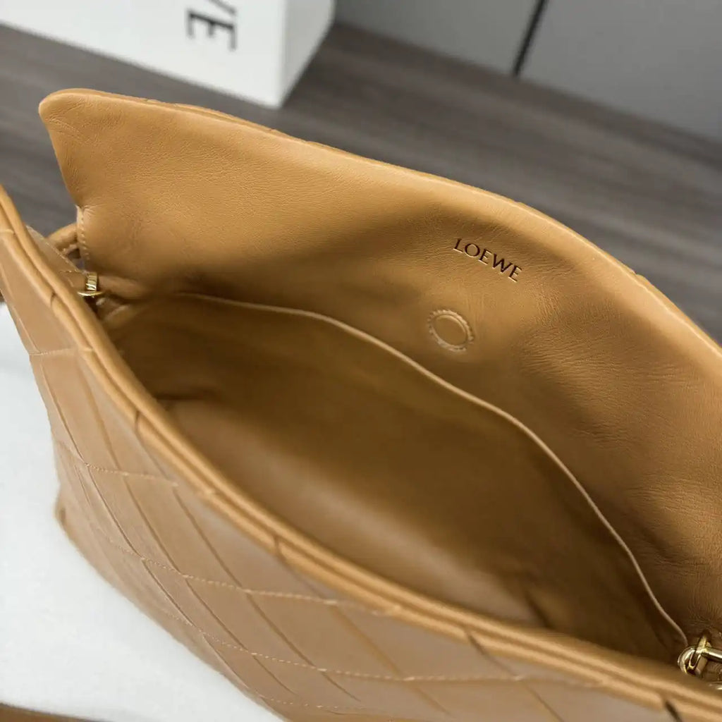 Loewe 262487 Medium Flamenco clutch in nappa calfskin A411FC1XBF Brown