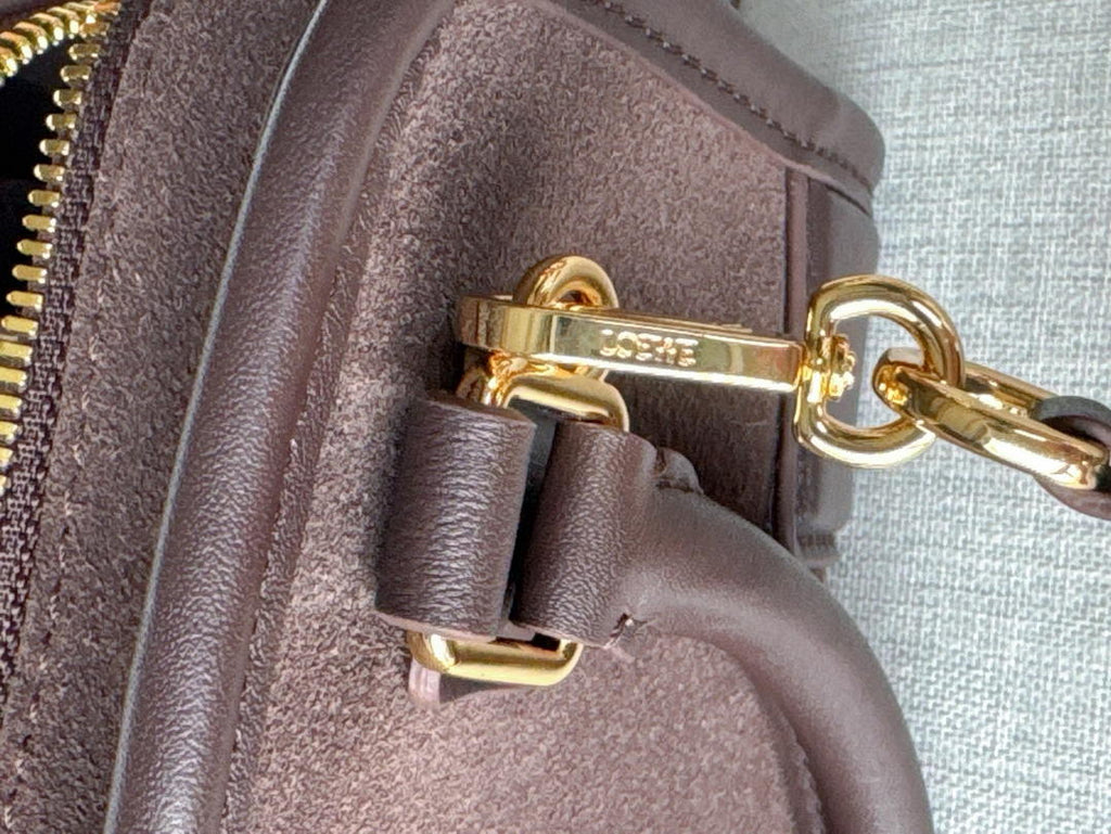 Loewe A039AS4X12  Mini Amazona 180 bag in Suede & soft calfskin Dark Brown