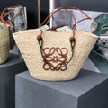 Loewe A223T43X02 Medium Anagram Basket bag in iraca palm and calfskin Natural Tan - Default Title - View 1