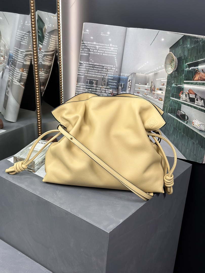 Loewe A411FC1X83 Flamenco clutch in Nappa Calfskin Yellow - Default Title - View 1