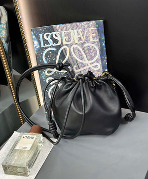Loewe A411FPBX02 Flamenco Purse Bucket Bag in mellow nappa lambskin Black - Default Title - View 1