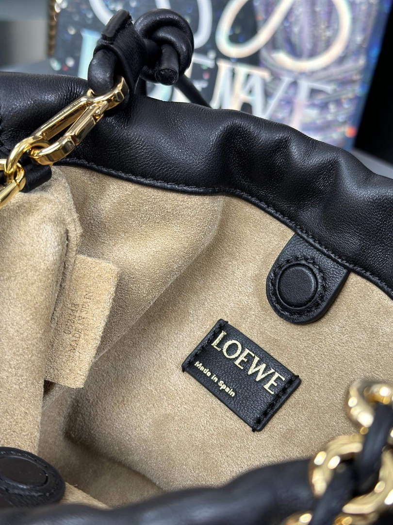 Loewe A411FPBX02 Flamenco Purse Bucket Bag in mellow nappa lambskin Black