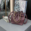Loewe A411FPBX02 Flamenco Purse Bucket Bag in mellow nappa lambskin Dark Burgundy - Default Title - View 1