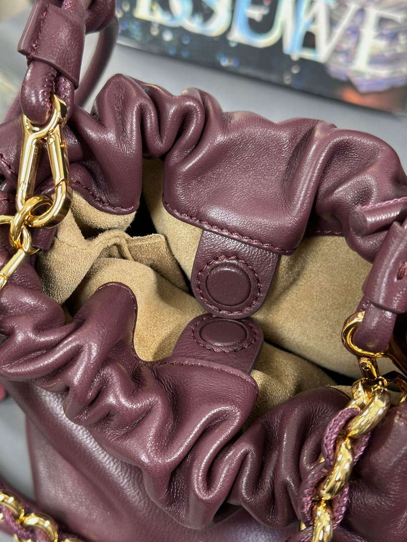 Loewe A411FPBX02 Flamenco Purse Bucket Bag in mellow nappa lambskin Dark Burgundy