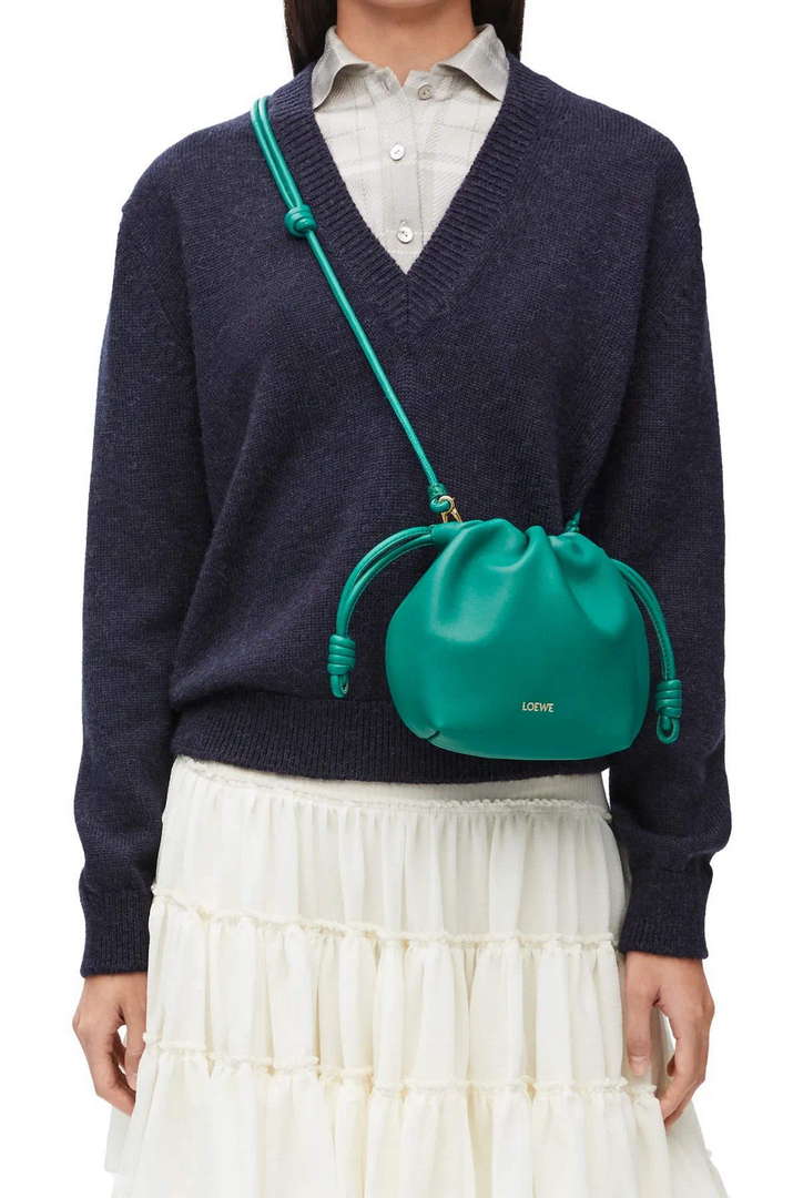 Loewe A411FPBX02 Flamenco Purse Bucket Bag in mellow nappa lambskin Green