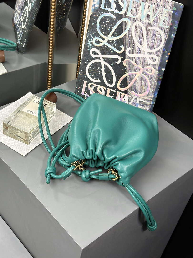 Loewe A411FPBX02 Flamenco Purse Bucket Bag in mellow nappa lambskin Green