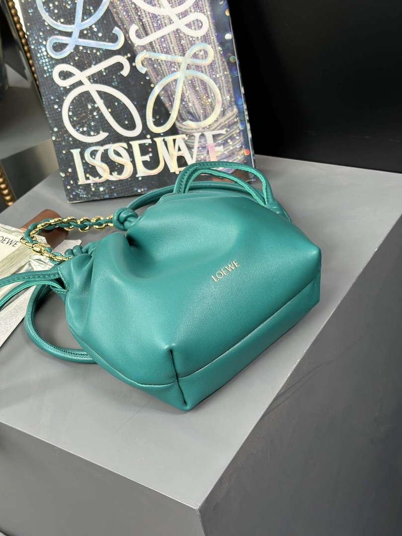 Loewe A411FPBX02 Flamenco Purse Bucket Bag in mellow nappa lambskin Green