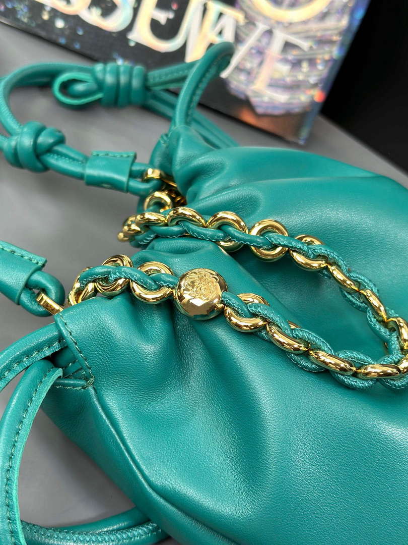Loewe A411FPBX02 Flamenco Purse Bucket Bag in mellow nappa lambskin Green
