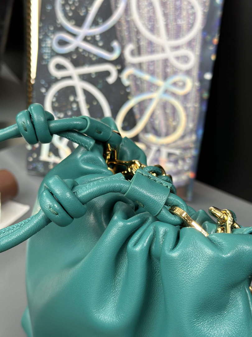 Loewe A411FPBX02 Flamenco Purse Bucket Bag in mellow nappa lambskin Green