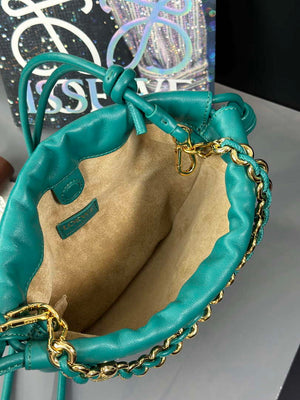 Loewe A411FPBX02 Flamenco Purse Bucket Bag in mellow nappa lambskin Green - Default Title - View 9