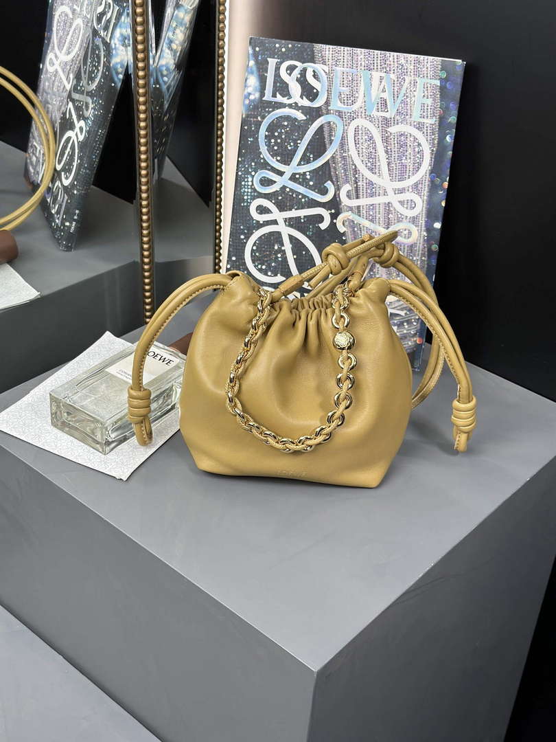 Loewe A411FPBX02 Flamenco Purse Bucket Bag in mellow nappa lambskin Sahara - Default Title - View 1