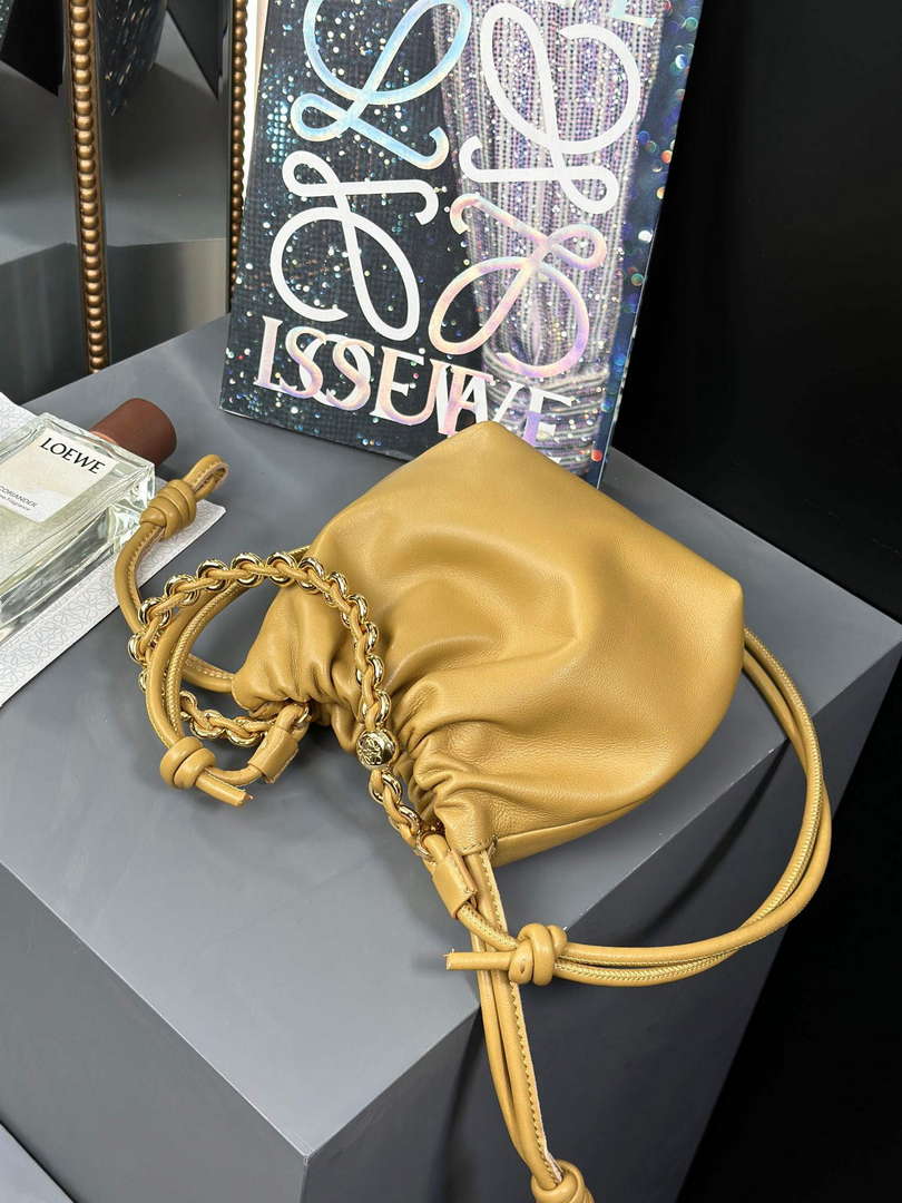 Loewe A411FPBX02 Flamenco Purse Bucket Bag in mellow nappa lambskin Sahara