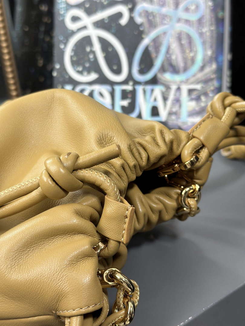 Loewe A411FPBX02 Flamenco Purse Bucket Bag in mellow nappa lambskin Sahara