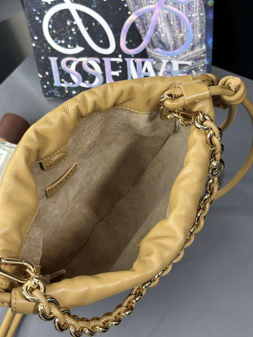 Loewe A411FPBX02 Flamenco Purse Bucket Bag in mellow nappa lambskin Sahara