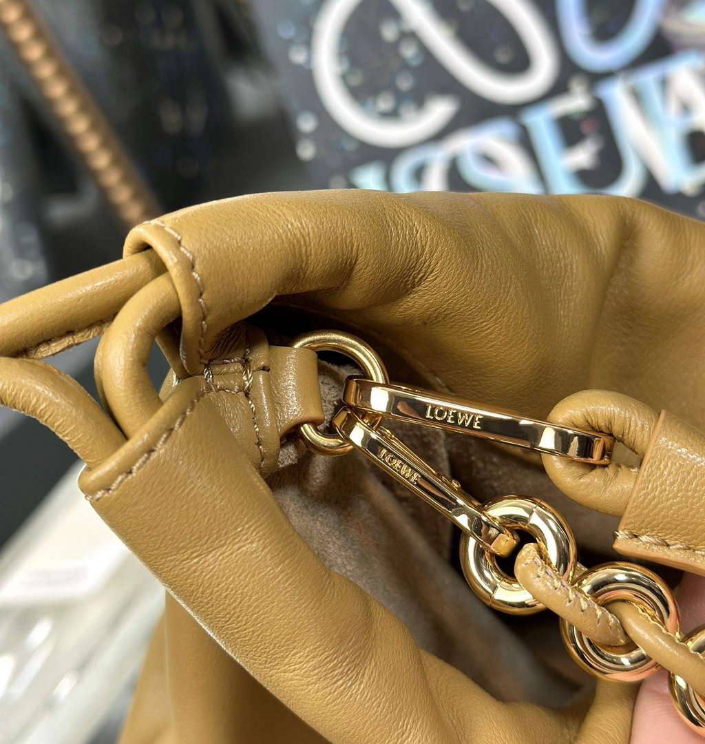 Loewe A411FPBX02 Flamenco Purse Bucket Bag in mellow nappa lambskin Sahara
