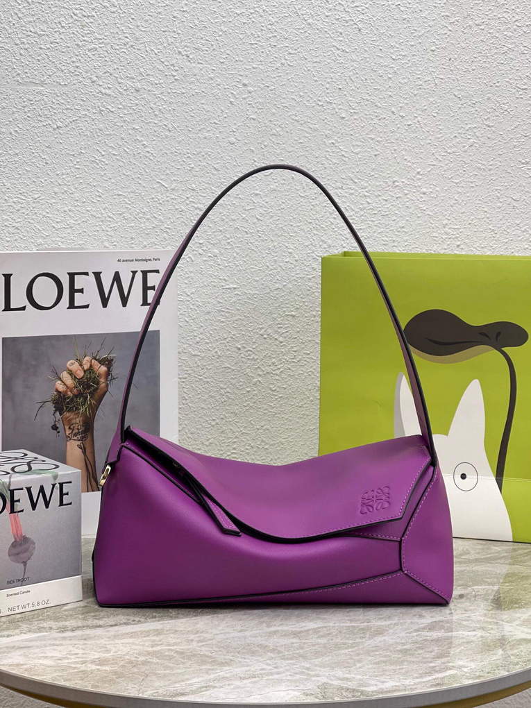 Loewe  A510J67X01 Puzzle Hobo Bag in Nappa Calfskin Purple