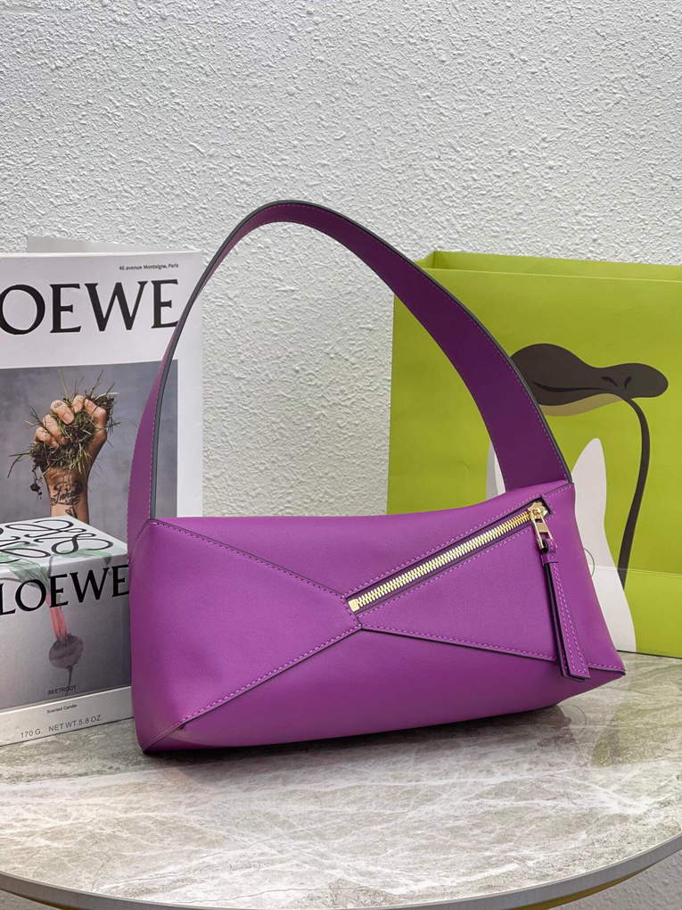 Loewe  A510J67X01 Puzzle Hobo Bag in Nappa Calfskin Purple