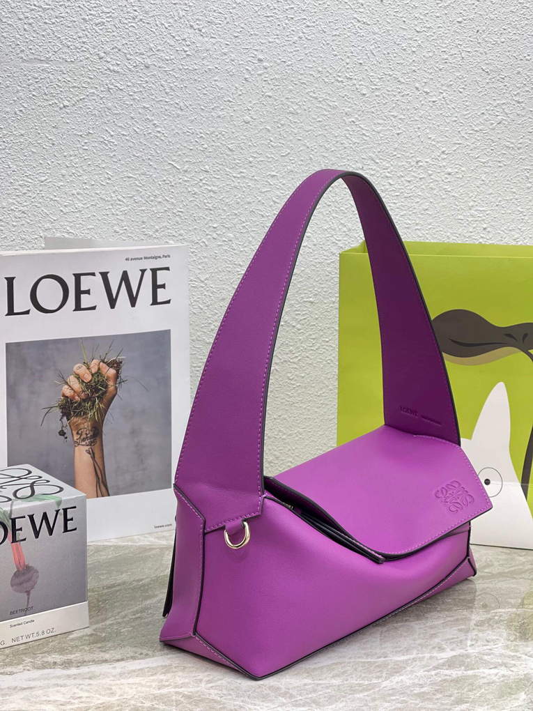 Loewe  A510J67X01 Puzzle Hobo Bag in Nappa Calfskin Purple