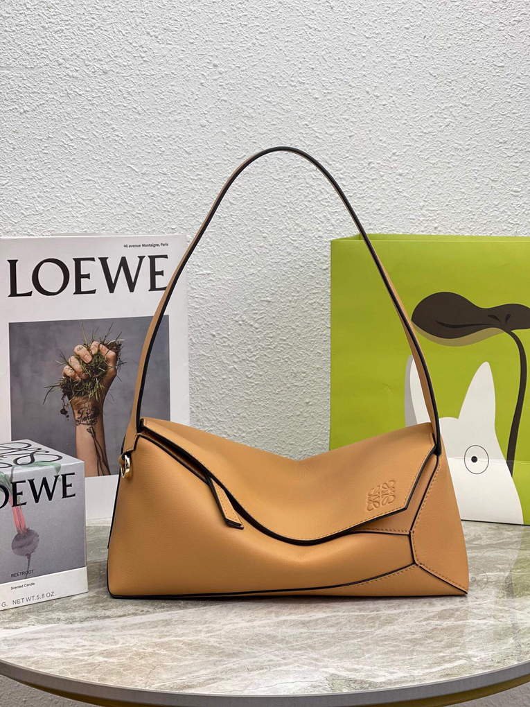 Loewe  A510J67X01 Puzzle Hobo Bag in Nappa Calfskin Warm Desert