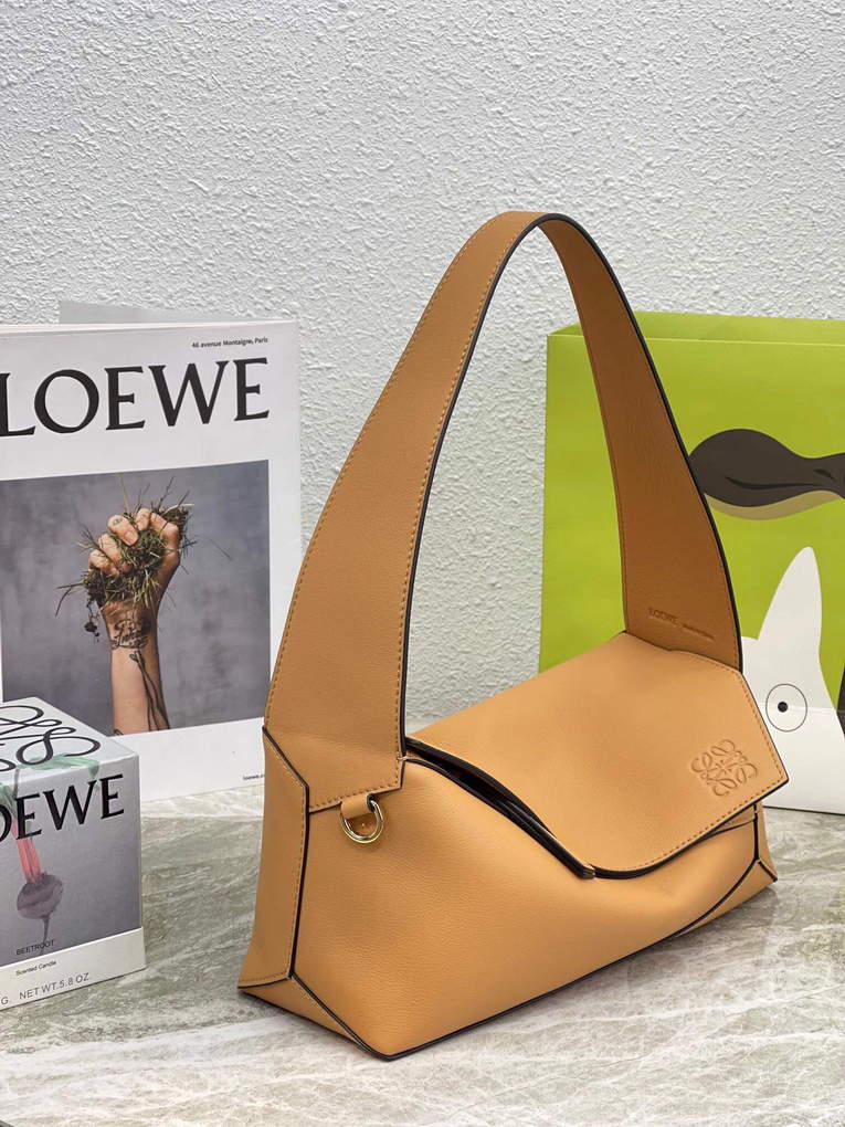 Loewe  A510J67X01 Puzzle Hobo Bag in Nappa Calfskin Warm Desert