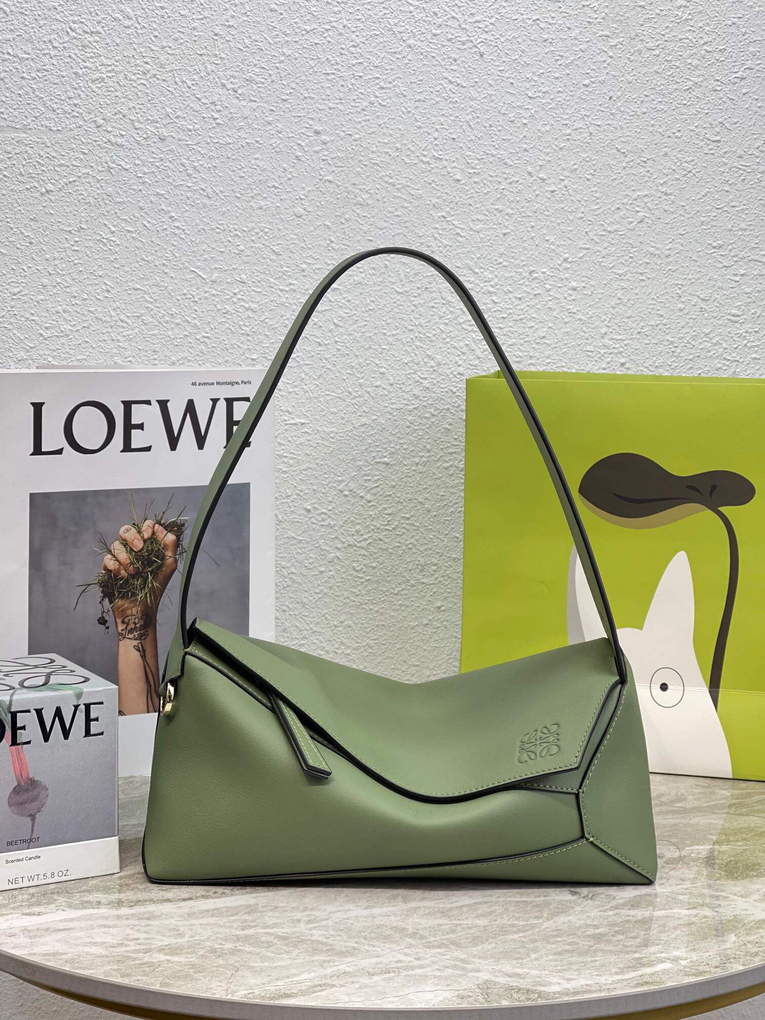Loewe  A510J67X01 Puzzle Hobo Bag in Nappa Calfskin Avocado Green