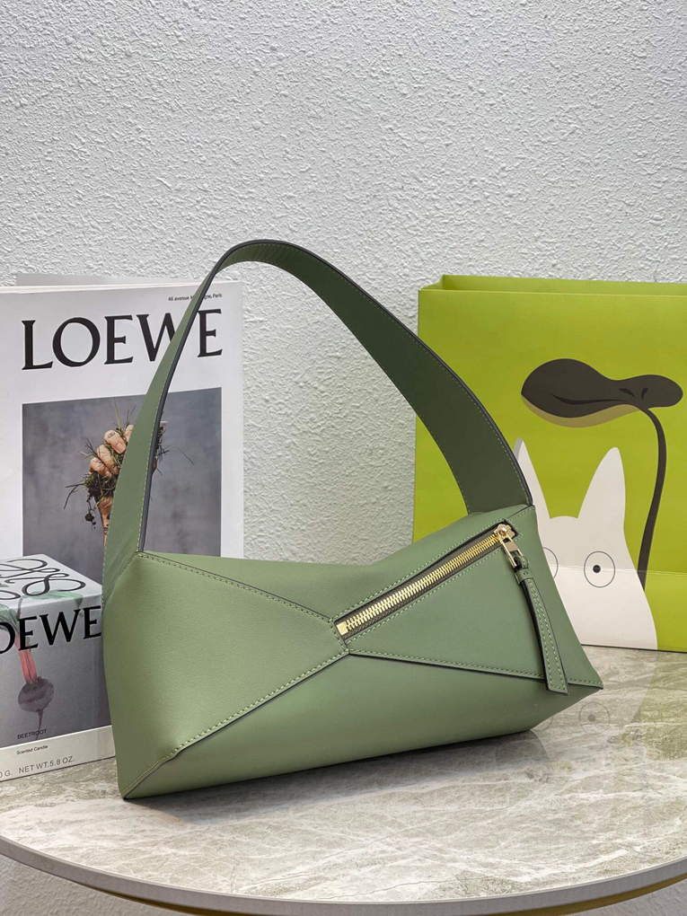 Loewe  A510J67X01 Puzzle Hobo Bag in Nappa Calfskin Avocado Green