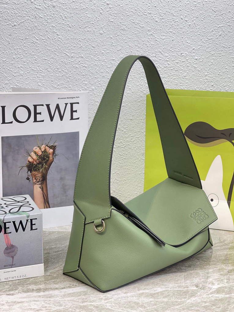 Loewe  A510J67X01 Puzzle Hobo Bag in Nappa Calfskin Avocado Green