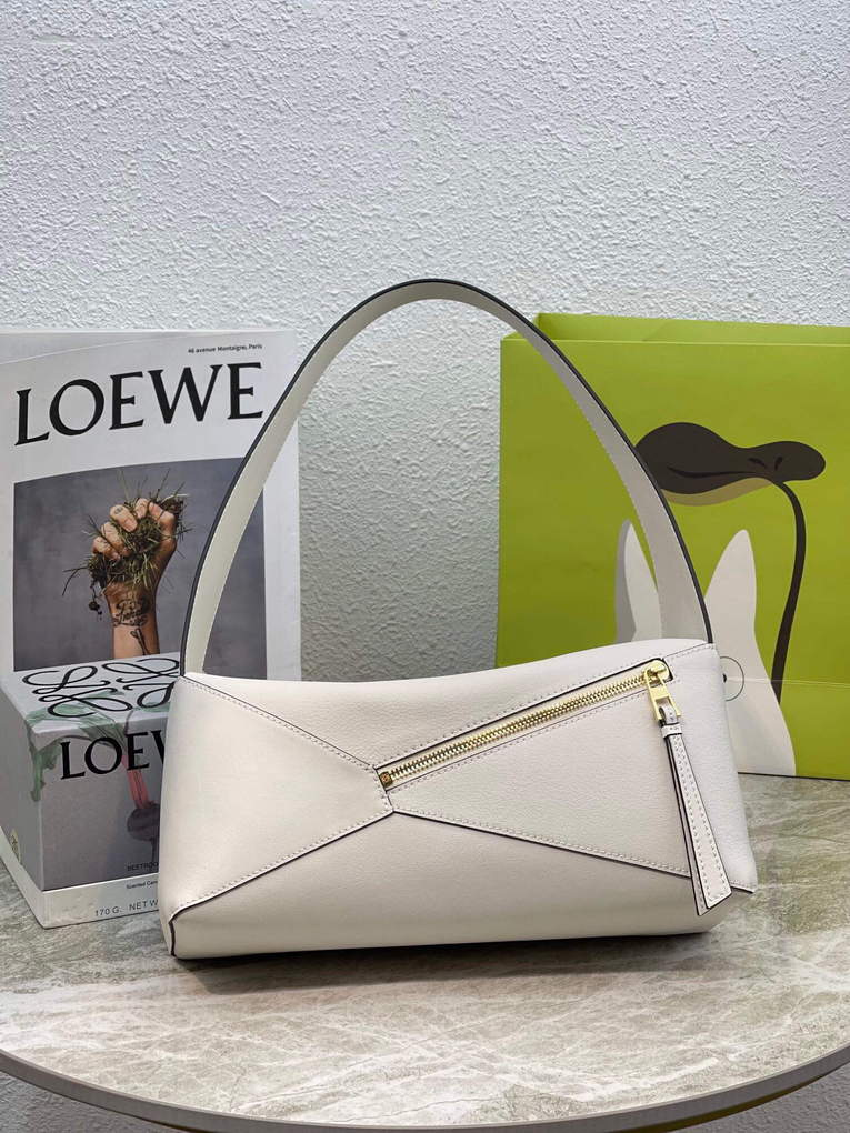 Loewe  A510J67X01 Puzzle Hobo Bag in Nappa Calfskin Soft White