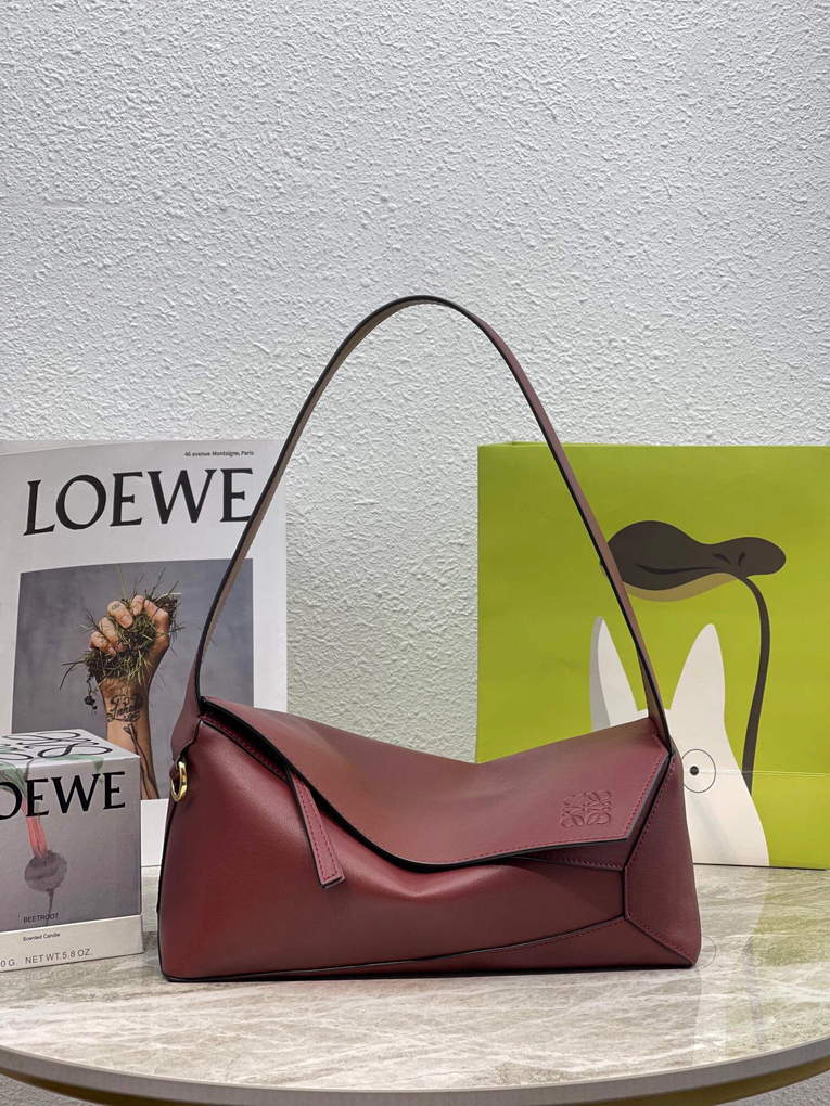 Loewe  A510J67X01 Puzzle Hobo Bag in Nappa Calfskin Wine Red