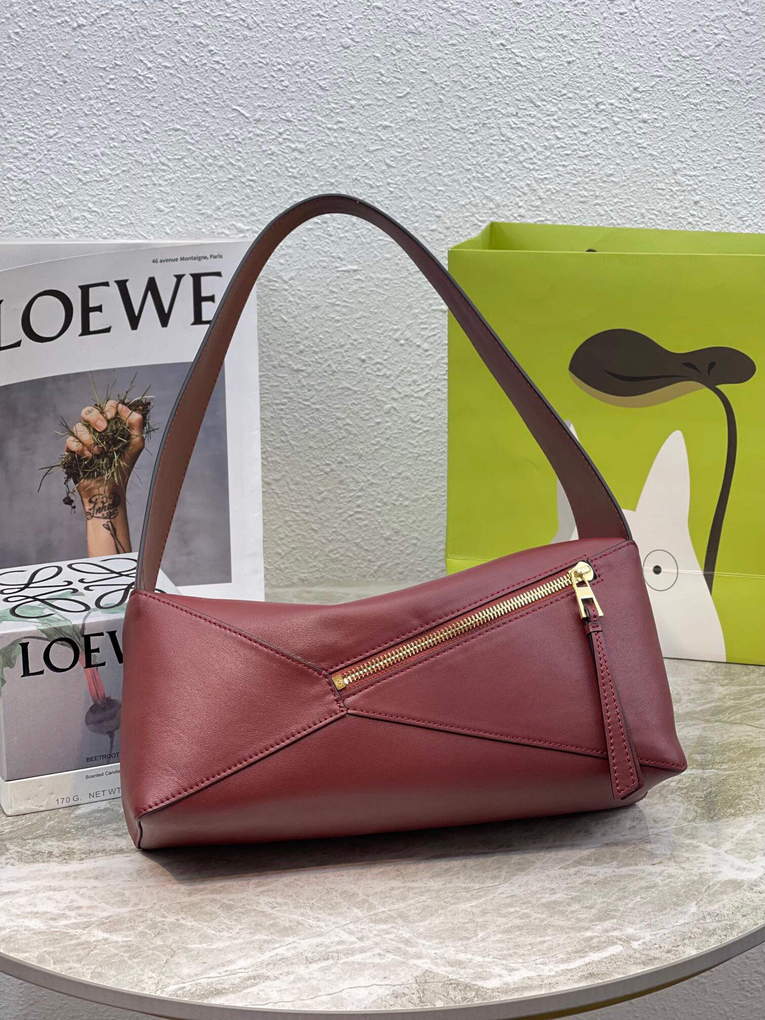 Loewe  A510J67X01 Puzzle Hobo Bag in Nappa Calfskin Wine Red