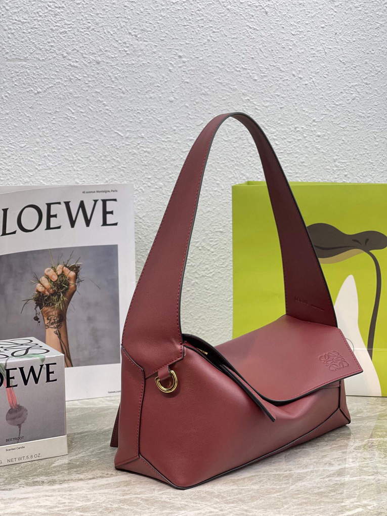 Loewe  A510J67X01 Puzzle Hobo Bag in Nappa Calfskin Wine Red