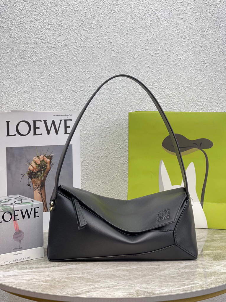 Loewe  A510J67X01 Puzzle Hobo Bag in Nappa Calfskin Black