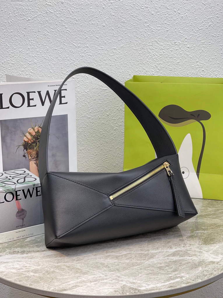 Loewe  A510J67X01 Puzzle Hobo Bag in Nappa Calfskin Black