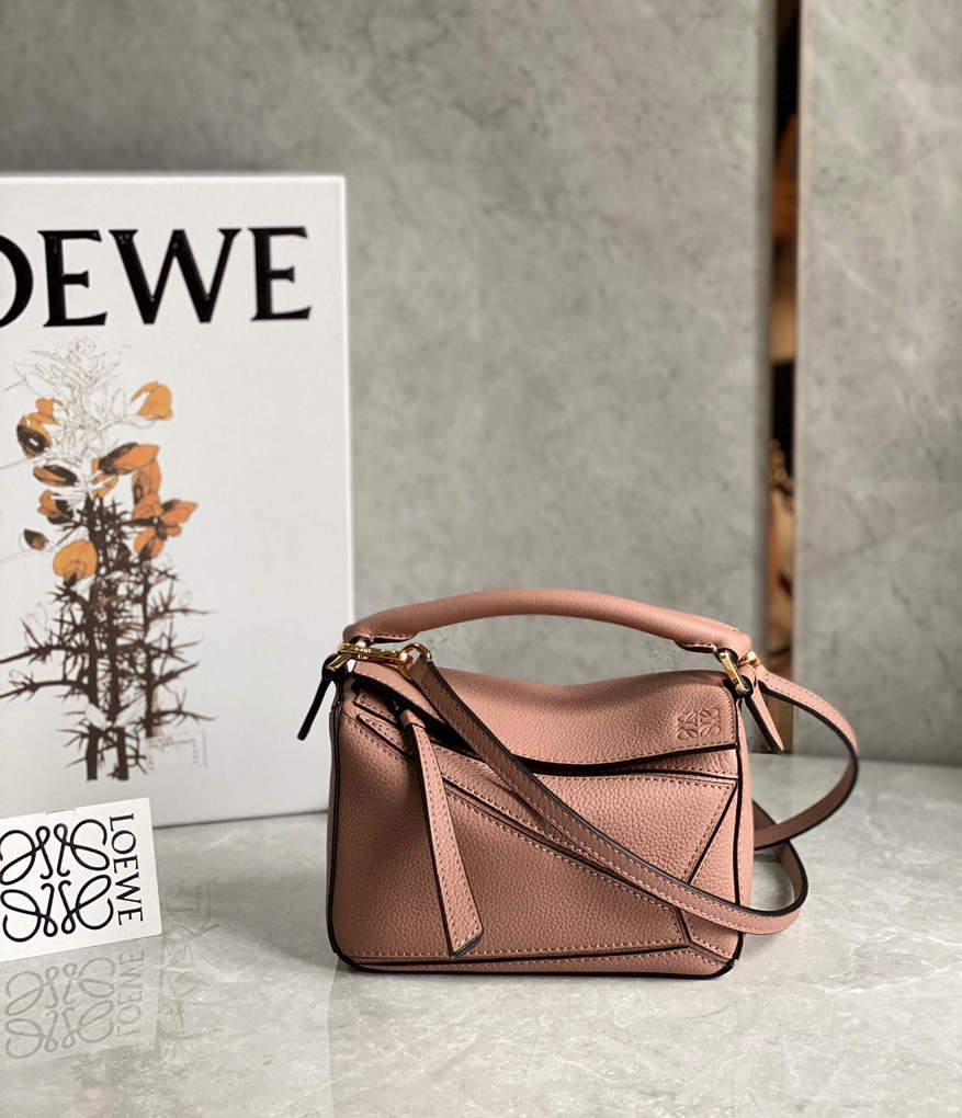 Loewe A510U95X37 Mini Puzzle Bag in Soft Grained Calfskin Dark Blush - Default Title - View 1