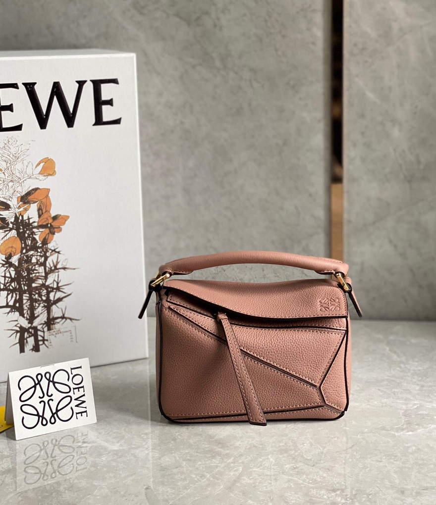 Loewe A510U95X37 Mini Puzzle Bag in Soft Grained Calfskin Dark Blush
